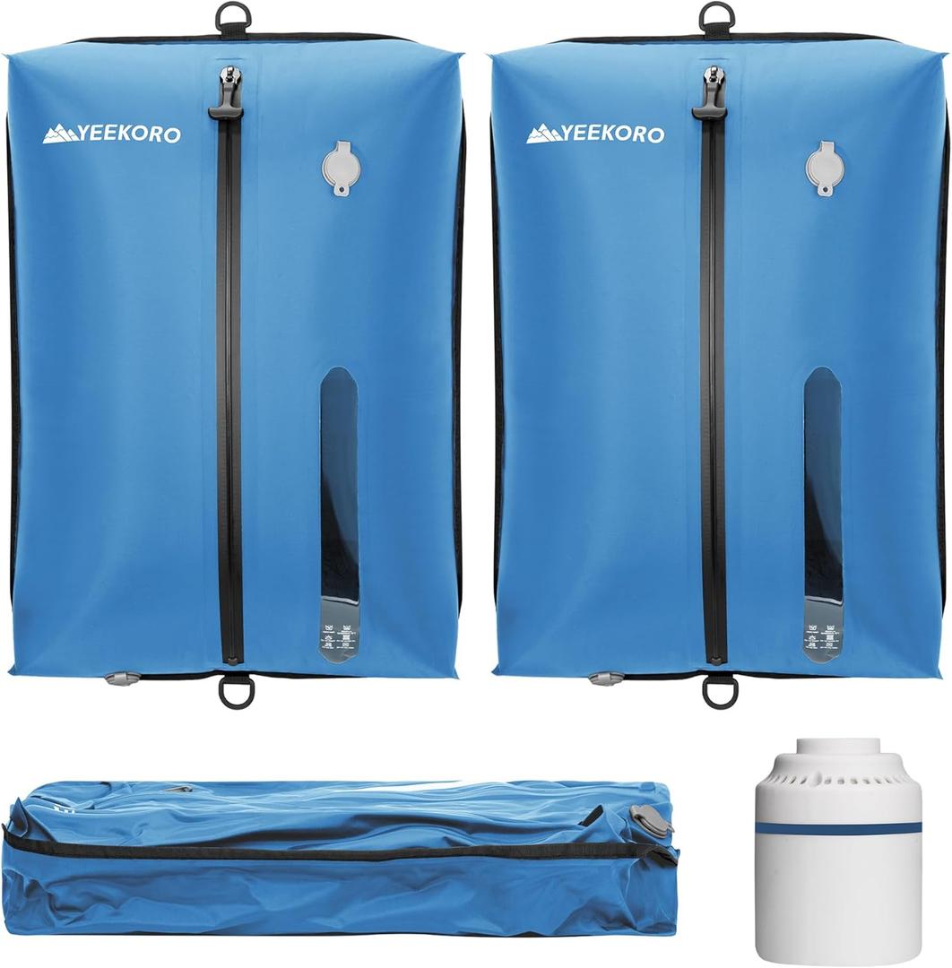 Vacuum Bag for Travel, Professional IPX8 Waterproof Reusable Vacuum Compression Bags for Travel Suitcases, Durable Space Saver Bag(2 PACK, With Pump) (Blue)