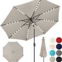9ft Solar Umbrella Outdoor - Lighted Patio Umbrella with 40 LED Lights Waterprool Uv Protection, Table Umbrella with Tilt & Crank for Pool, Porch, Garden, Deck, Backyard(Taupe)