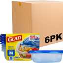 Glad GladWare Entree Food Storage Containers with Lids, Medium Square BPA Free Plastic for Meal Prep and Lunches, Lock Tight Seal, Microwave and Dishwasher Safe, 25 Oz, 5 Count - 6 Pack