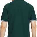 Men's Pique Polo Shirts Long Sleeve Cotton Blend Tipped Casual Collared Polo Shirts Business Classic Fit (Black, XL)