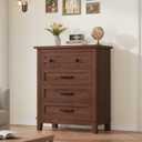 GarveeHome 4 Dresser for Bedroom, 34.8 in Tall Vertical Drawer Dresser with Large Storage, Freestanding Wooden Closet Chest for Bedroom, Living Room, Walunt