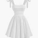 Floerns Girl's Tie Shoulder Sleeveless Cami Midi Dress Flare Hem Summer Dresses, M