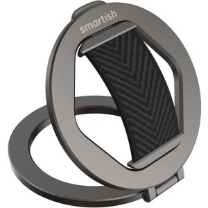 Smartish MagSafe Grip Kickstand - Quickstand - Magnetic Cell Phone Finger Loop Grip - [Dual-Sided Magnets] Ring Holder Mount w/MagSafe Adapter Kit for Apple iPhone Accessories - Black Tie Affair