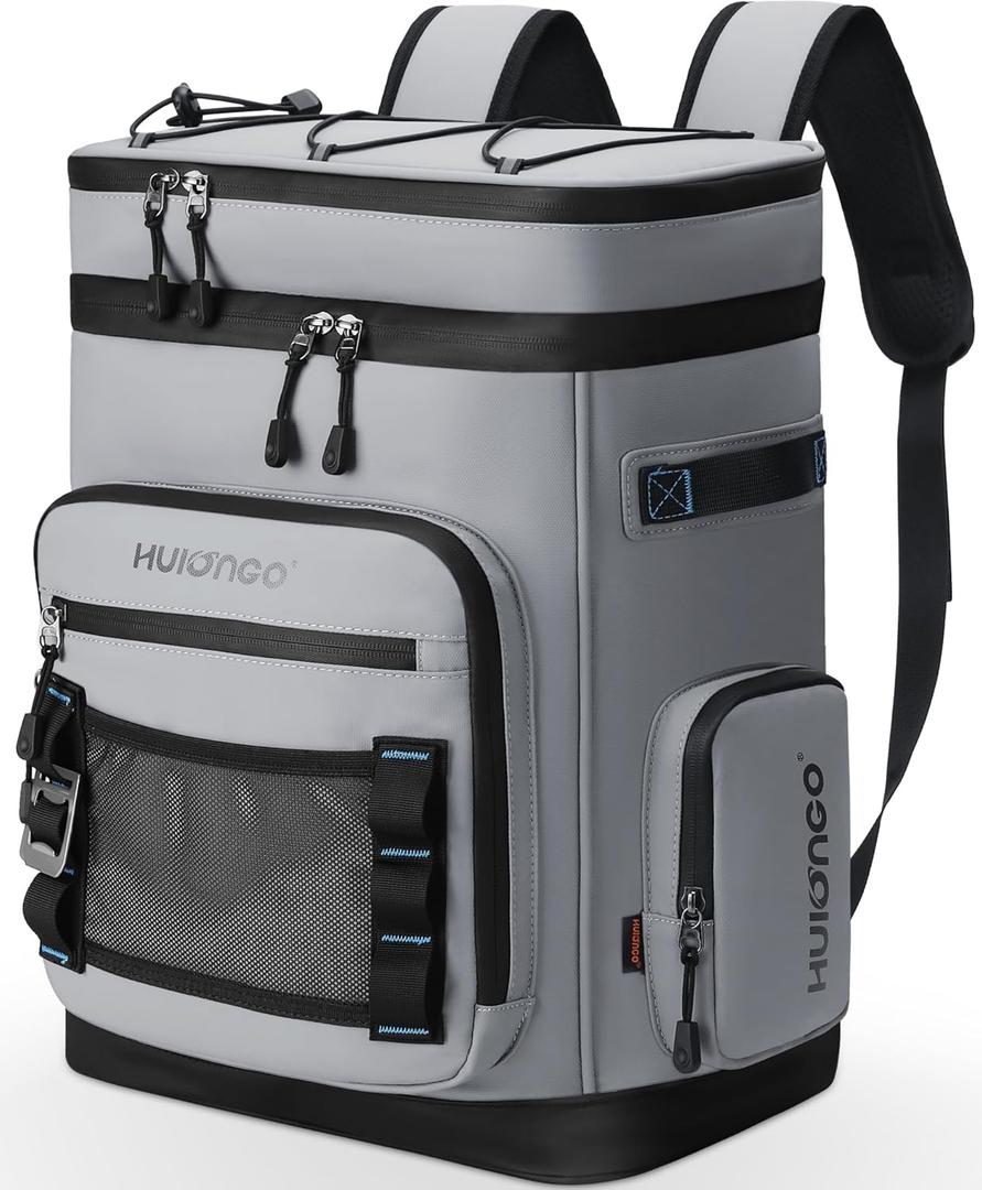Large Waterproof Insulated Cooler Backpack for Men & Women, Leak Proof Cooler Backpack for Camping, Beach, Fishing, Picnic, Travel, Outdoor, 30L, 48Cans (gray)