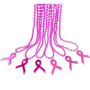 24 Pcs Breast Cancer Ribbon Beads Breast Cancer Pink Ribbon Pendant Party Decoration