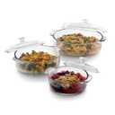 Libbey Baker's Basics 3-Piece Glass Casserole Dishes with Glass Covers, Stackable Casserole Dishes for Oven, Microwave, Refrigerator, Versatile Baking Dish Set