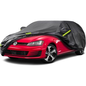 7 Layers Hatchback Car Cover Custom Fit Volkswagen Golf from 2003 to 2025, Waterproof Car Cover All Weather for Automobiles Outdoor Indoor with Zipper Door, Sun Rain Dust Snow Protection.Black