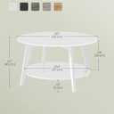 VASAGLE MAEZO Collection - Round Coffee Table, 2-Tier Center Table with Storage, Tapered Legs, Curved Transitions, 31.5 Dia. x 17.7 H Inches, Easy Assembly, for Living Room, Snow White ULCT243W14