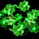 St Patricks Day Decorations Shamrocks String Lights Battery Operated with Timer 13 ft 40 LEDs Lucky Clover Green Lights for Office Party Feast of Saint St. Patrick's Day Accessories Door Decor