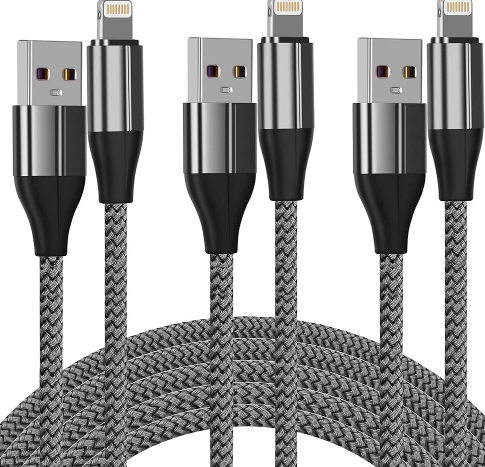 10 Ft Braided Charge For Apple Lightning, Silver