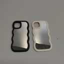 2 Pack Mirror Case for iPhone 11 Pro, with Curly Wave Frame Phone Cover Shockproof Protective Cover for iPhone 11 Pro Women Girl Makeup, Black