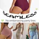 FINETOO Seamless Underwear for Women High Waisted Panties Scalloped Edge Sexy Cheeky Bikini No Show Briefs 5 Pack, L