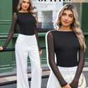 Avidlove Women Long Sleeve Body Suits Mesh Boat Neck Shapewear Bodysuit Crew Neck Leotards Going Out Tops Fall Outfits, XXL