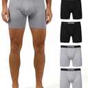 32 Degrees COOL Mens 4-PACK Quick Dry Performance Boxer Brief With Comfort Elastic Waistband (2 Black/2 Icy Grey Heather) XL