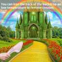7x5FT Green Castle Yellow Brick Road Backdrop Rainbow Sky Party Banner Decorations Red Floral Photography Background Photo Booth Prop