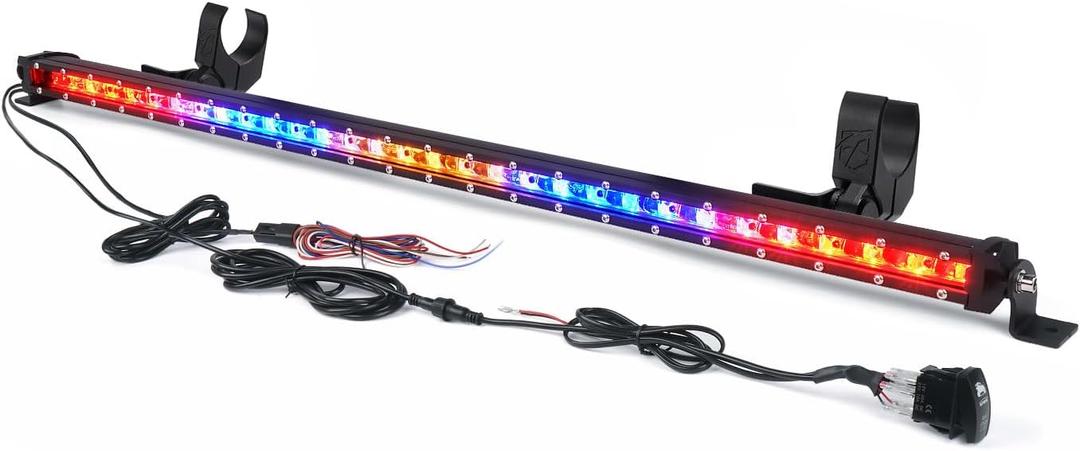 Xprite 1.0" Ultra-Thin LED Chase Strobe Light Bar, 30" Offroad Safety Flashing Light Bar with Running Brake Turn Signal & Reverse Lights for UTV, Polaris RZR, Can-am, Yamaha, SXS, 4x4, Trucks - RBYBR