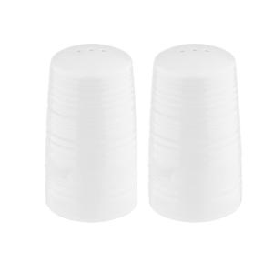 TableCraft 10413 Salt & Pepper Shaker Set, Pulito Collection, 1.25 oz, 2" Dia x 3.375" H, White Melamine with Textured Finish, Dishwasher Safe