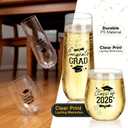 Remerry 36 Pack Graduation Stemless Plastic Champagne Flutes Cups Congrats Grad Class of 2026 Disposable Wine Glasses Heavy Duty Shatterproof Toasting Glasses for Party(Graduation,9 oz & 12 oz)