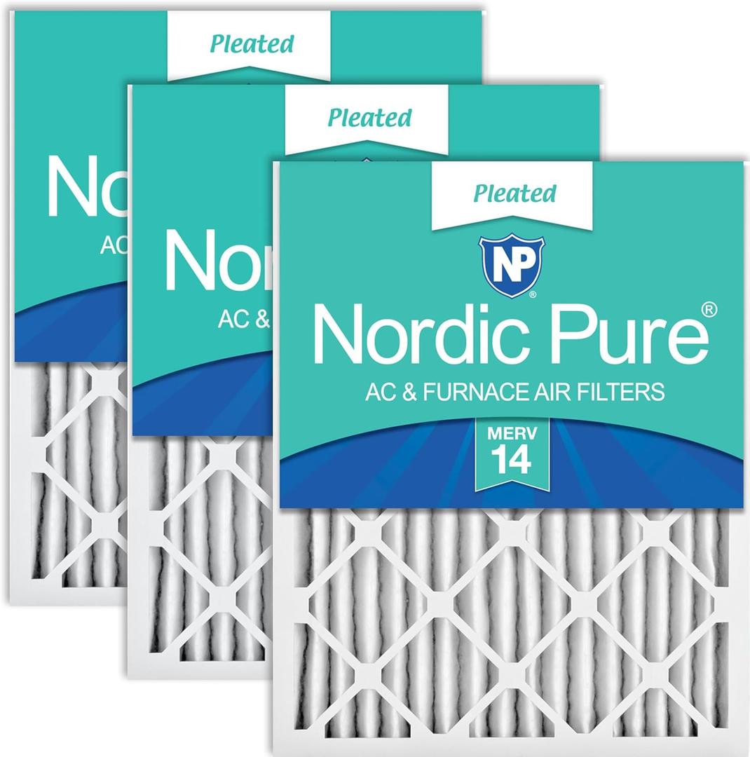 Nordic Pure 20x35x2 Pleated MERV 14 Air Filters 3 Pack
