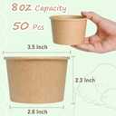 ESSENTIAL Paper Ice Cream Cups, 50pcs 8oz Disposable Dessert Bowls for Hot or Cold Food, Lids Not Included, Paper Snack Containers for Sundae, Frozen Yogurt, Soup (Brown)