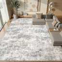 10x13 Area Rugs for Living Room: Washable Large Neutral Abstract Rug Soft Non Slip Stain Resistant Low Pile Indoor Carpet for Bedroom Dining Room Nursery Office Playroom - Grey White Brown