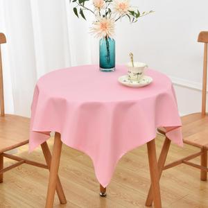 NEWISHER Pink Square Tablecloth 36x36 inch, Heavy Duty Polyester Fabric Table Cloth, Washable Solid Reusable Table Cover for Nightstand, Bedside Tables, End Tables Outdoor Indoor