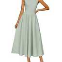 ZESICA Women's Spring Sleeveless Cocktail Dresses 2026 Summer Crewneck Flowy Wedding Guest Party A Line Midi Dress Sage, Medium