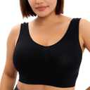 Sports Bras, Comfort Bras for Women, Seamless, Wireless, Sleep Yoga Bras with Removable Pads (Black, S)