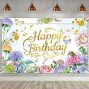 Flowers Birthday Party Backdrop Flower Bush Garden Birthday Photography Background for Women Happy Birthday Party Backdrop Banner for Women Birthday Proposal Party Decoration Supplies