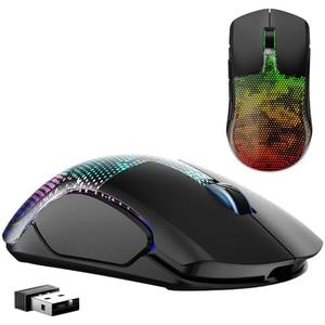FFJ Master02 Wireless Gaming Mouse, 12000 DPI, Tri-Mode 2.4G/USB-C/Bluetooth 5.3 Gaming Mouse, Python Skin Texture RGB Backlit, 6 Programmable Buttons, 75Hr Battery Life for PC, Mac, PS5, XBOX - Black