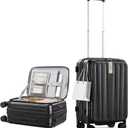 Hanke 20 Inch Expandable Carry On Luggage Airline Approved Top Opening Hard Shell Suitcases with Wheels Lightweight Travel Luggage Carry On Suitcase for Woman Men-Jet Black