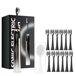 Adult Sonic Electric Toothbrush, USB Rechargeable Sonic Toothbrush, with 12 Brush Heads, 5 Modes, Equipped with Cleaning Brush, Brushing and Washing Two in one