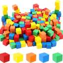 MUKLEI 45 PCS Wooden Blocks, Colorful Cube Blocks 0.8 Inch Square Cube Blocks Wooden Cube Block for Crafts, DIY Projects and Puzzle Making