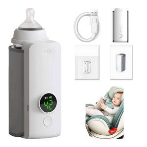 Portable Bottle Warmer, Rapid Warming with Battery-Powered Temperature Display, Waterless Milk Warming for Comfortable Baby Feeding On The Go