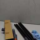 MAVRIZ Pet Hair Removal Broom Carpet Rake Rubber Broom with Squeegee Rug Rake to Fluff Carpet (Blue)