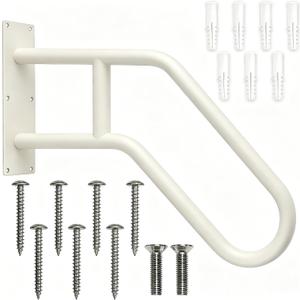 Hand Rails for Outdoor Steps - U-Shaped Safety Handle, Wall Mount Grab Bar for Elderly & Family, Durable Porch Railing & Deck Support (White)