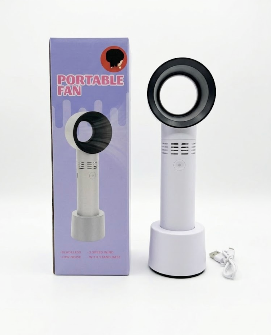 Mini Portable Bladeless Fan, 2 Speed Wind, Less Noise