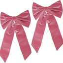 lasuroa 2pcs Large Pink Bow Decorations, Plant Velvet Backdrop Big Pink Bow Wall Decor Coquette Giant Room Decorations for Girls Room Decor for Home Wedding Bachelor Party Baby Shower