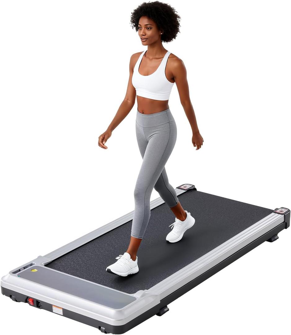 OLIXIS Walking Pad Treadmill for Home, Under Desk Treadmill for Small Space, Portable Design for Home Office Workouts, LED Display with Remote Control, Low Noise (Silver)