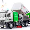 TAKGUD Street Sweeper Truck with Open-able Doors, 11.5" Big Trash Truck with Lights and Sounds, Friction Powered Garbage Toys Gift for Boys Girls Kids