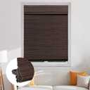 SEEYE Cordless Bamboo Roman Shades, Blackout Natural Bamboo Blinds for Indoor Windows, Roll Up Blind Privacy Shade for Home, Office, Door, UV Resistant & Easy to Install, 28" W x 64" H, Brown