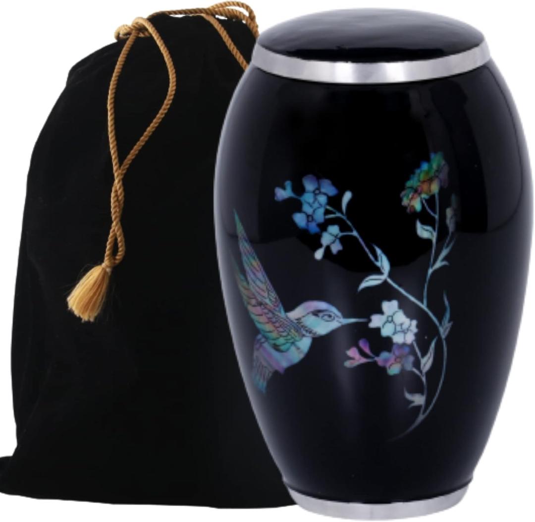 Misaa urn- Urns for Ashes Adult- Handmade Lovely Humming Bird Adult Cremation Urn for Human Ashes - Adult Funeral Urn -urn for Ashes Adult (200 lbs) (1, Black Large)