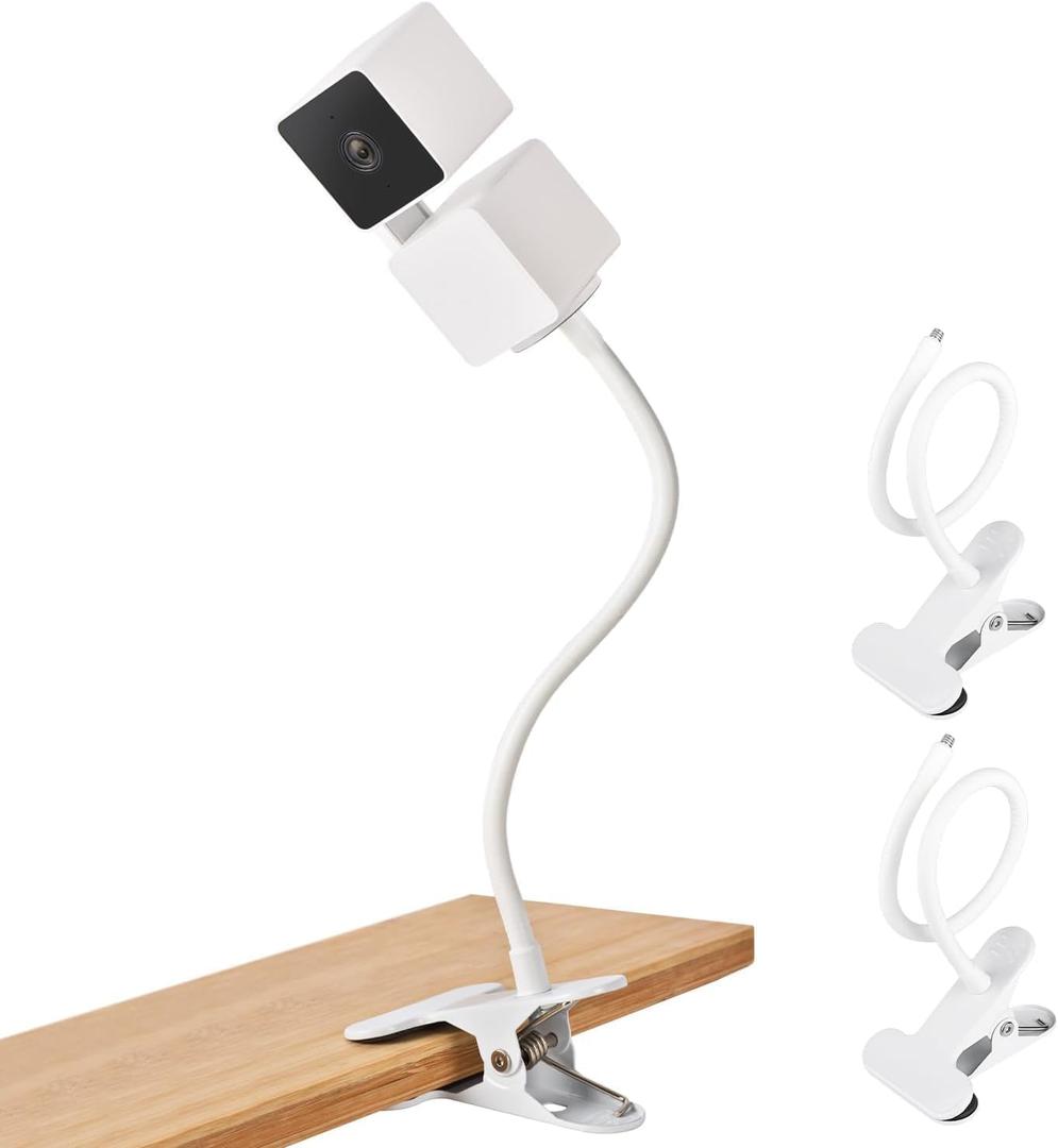 2Pack Flexible Clamp Mount for Wyze Cam Pan V3 Indoor/Outdoor Camera, Cam Pan V2, Cam V4/V3/V2, Cam Outdoor, Gooseneck Monitor Mounting Bracket for Baby, No Tools or Wall Damage