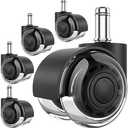 MaxGear Office Chair Wheels, 2 Inch Replacement Soft Mute Desk Caster Wheels for Work & Gaming Chair, Heavy Duty and Safe Rolling for All Floors & Hardwood, Universal Fit for 98% of Chairs, Set of 5