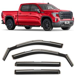 Voron Glass in-Channel Extra Durable Rain Guards for Trucks GMC Sierra 1500 2019-2025 Crew Cab, Window Deflectors, Vent Window Visors, 4 Pieces - 220089v