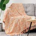 LALIFIT Buffalo Plaid Blankets Orange Fall Throw Blanket with Fringe Reversible Bed Blanket for Valentine's Halloween Christmas Farmhouse Couch Sofa Home Decor 50" x 60" (Orange Plaid)