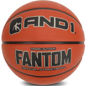 AND1 Fantom Rubber Basketball: Official Regulation Size 7 (29.5 inches) Streetball - Deep Channel Construction, Made for Indoor Outdoor (Orange)