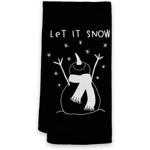 HIWX Christmas Let It Snow Snowman Decorative Kitchen Towels and Dish Towels, Xmas Christmas Snowflakes Snowman Farmhouse Hand Towels Tea Towel for Bathroom Kitchen Decor 1624 Inches (Black)
