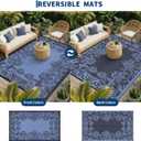 Garvee Outdoor Rugs 9' x 12 Waterproof Reversible Mats, Large Area Plastic Straw Rug, Outside Carpet, Butterfly Floral Rv Mat for Patio Camping Picnic Backyard Deck Balcony Porch Beach Trailer