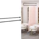 Partition Curtain Rod, U Shaped Curtain Rod with Flat Hooks, Wall Mounted Metal Privacy Partition Rods for Fitting Room Beauty Salon Spa Bedroom Hospital (Black, 6.56ft)